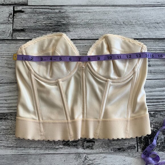 Vintage Bustier Corset Union Made Satin Lace Low Back Boned Underwire New - Picture 10 of 12